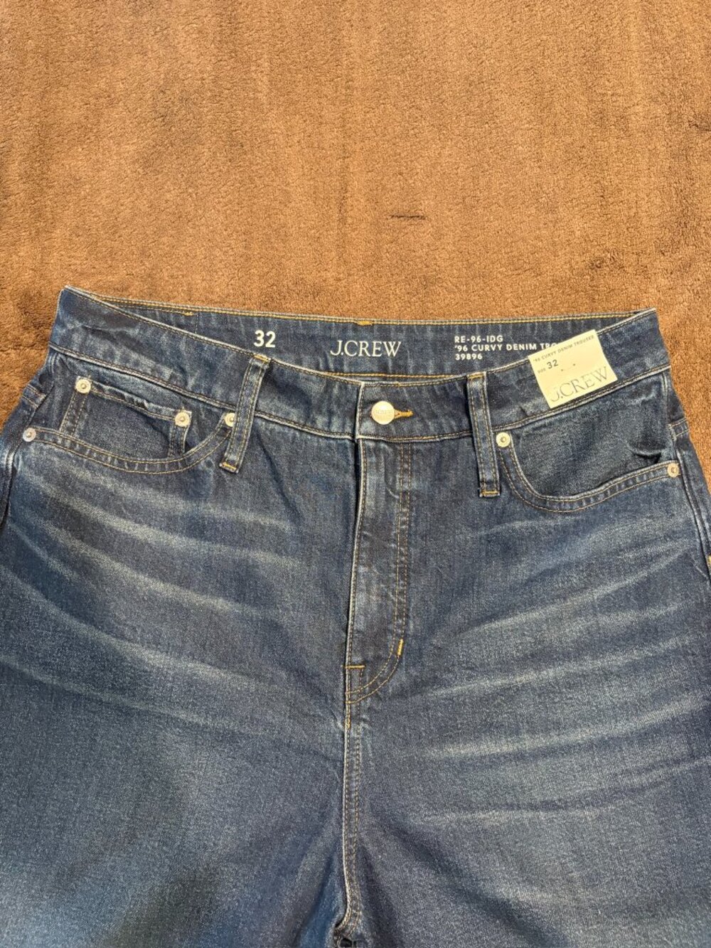 NWT J.Crew '96 Curvy Denim Trouser Jeans Indigo Wash Size 32 High Rise Flare
